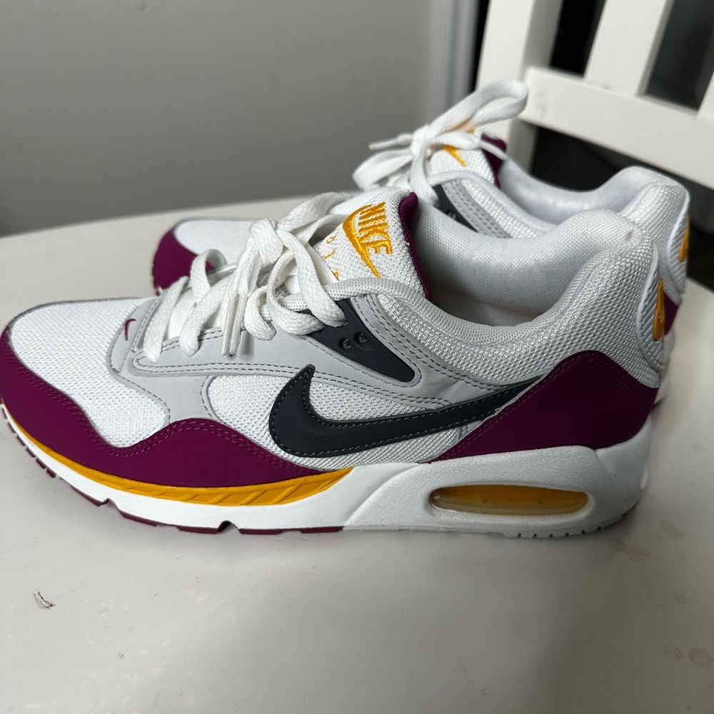 Maroon and yellow Nike air max